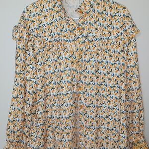 Chic Floral Blouse - Yellow and White